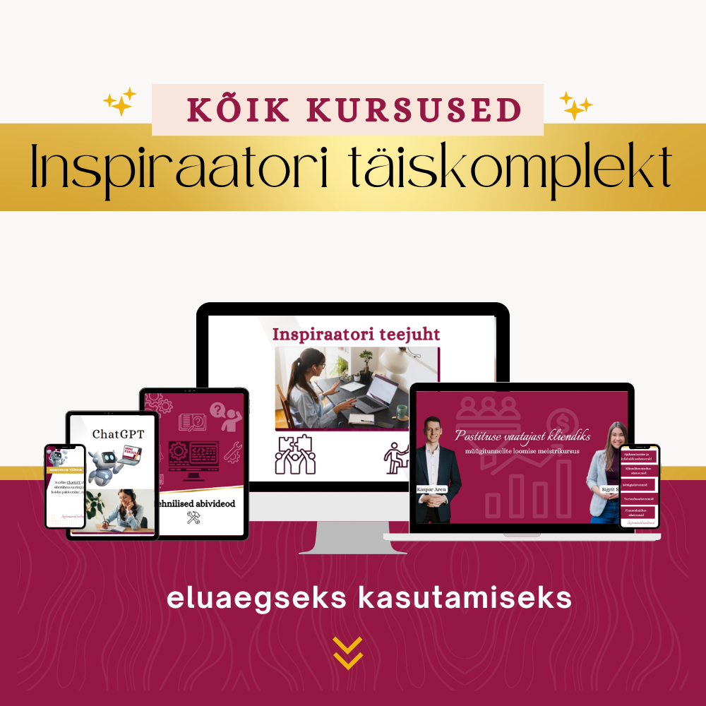 Inspiraatori täiskomplekt – kõik kursused eluaegseks kasutamiseks